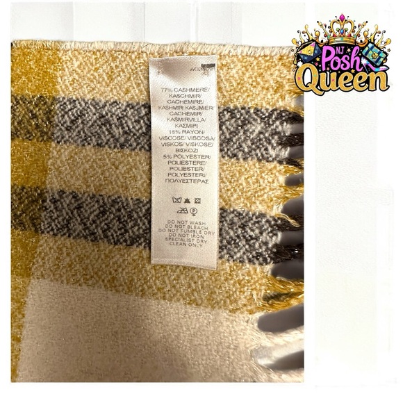 Burberry Plaid Cashmere Scarf in Yellow and Brown - Picture 5 of 11